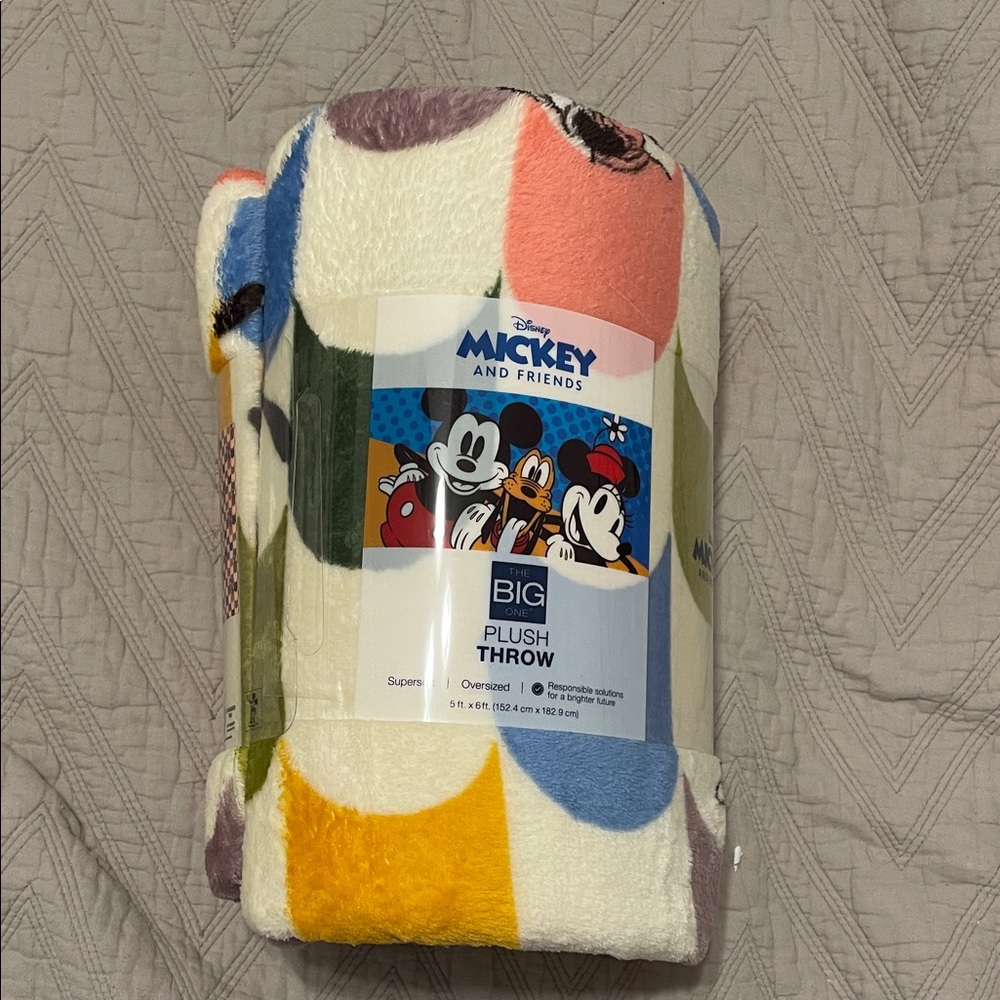 Disney Mickey and Friends Colorful Plush Throw NWT